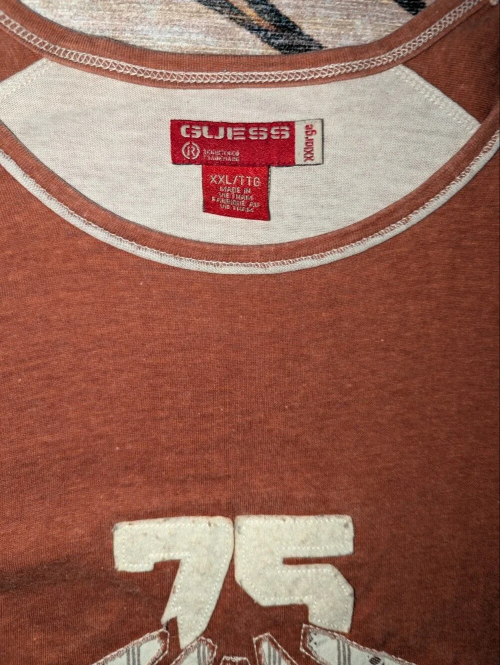 Vintage 2000s Guess Brown And Cream Shirt Men's 2XL - Picture 2 of 6